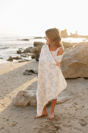 Coastal Floral Organic Cotton Beach Towel
