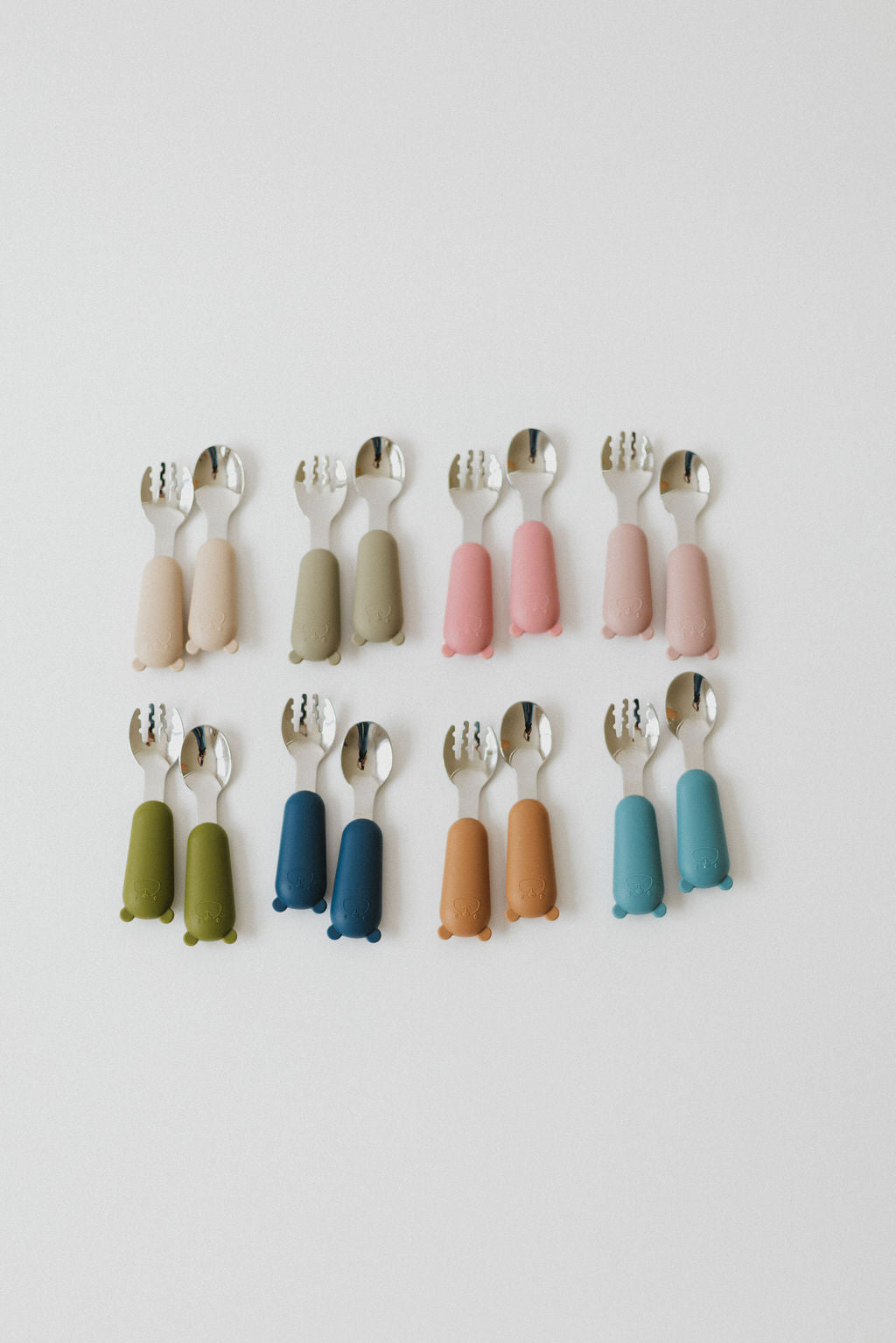 Silicone  and stainless steel spoon and fork set