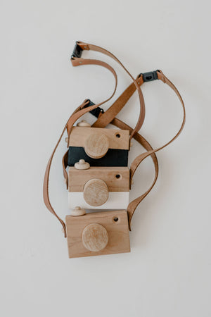 Wood & Leather camera/play camera/wooden play camera/toddler camera