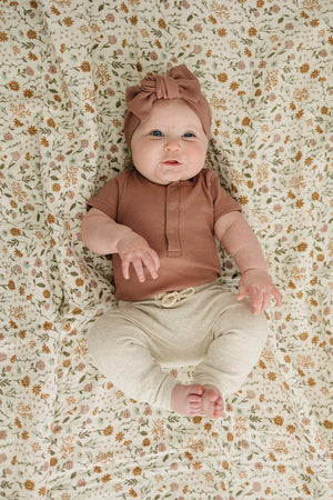 Dusty Rose Organic Cotton Ribbed Snap Bodysuit