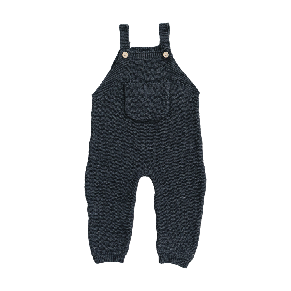 Charcoal Knit Pocket Overalls
