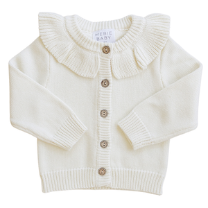 Cream Ruffle Knit Cardigan