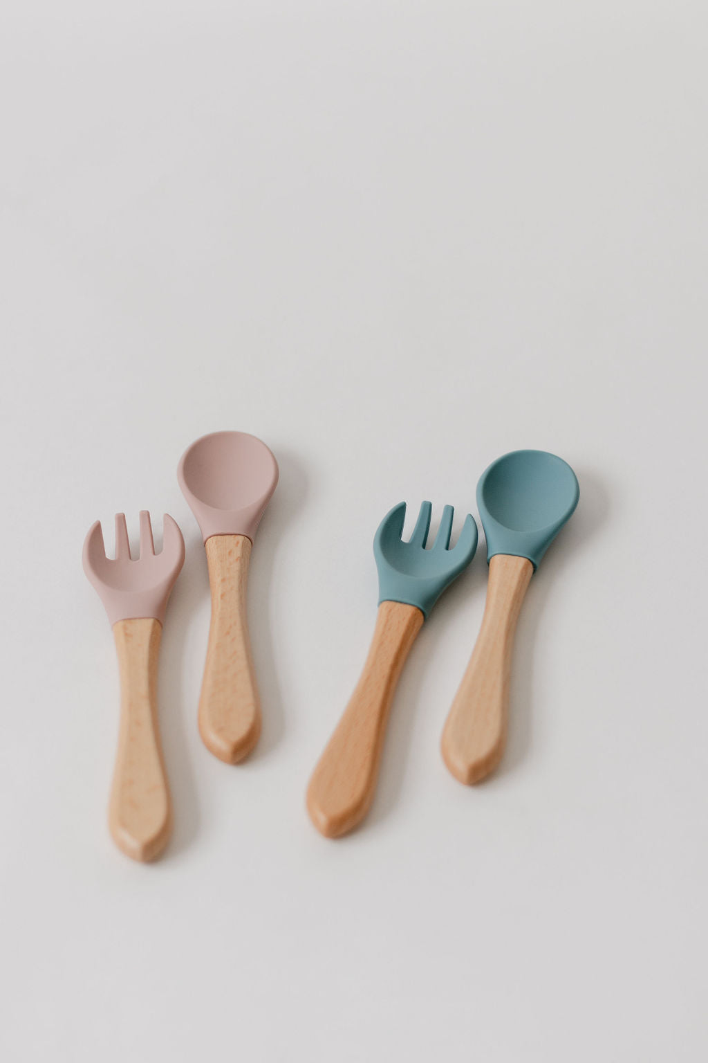 Silicone and Wooden Spoon & Fork Set