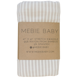 Taupe Stripe Ribbed Bamboo Stretch Swaddle