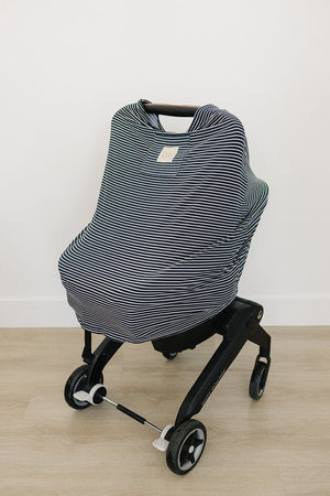 Navy Stripes Ribbed Bamboo Multi-Use Cover