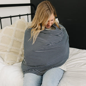 Navy Stripes Ribbed Bamboo Multi-Use Cover