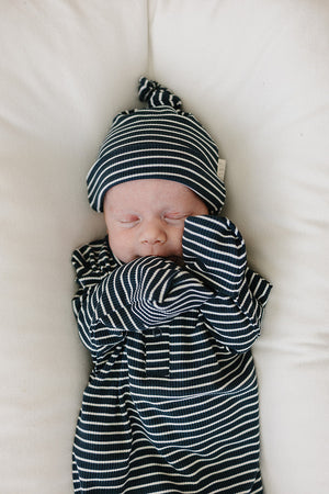Navy Stripes Bamboo Knot Gown