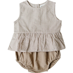 Tan Stripes Peplum Set