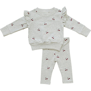 Cherry Ruffle French Terry Set
