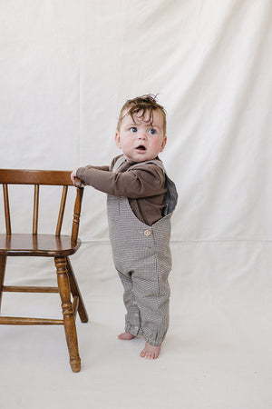 Brown Plaid Overalls