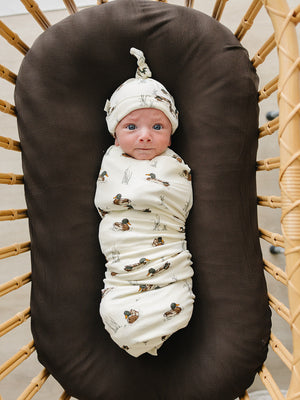 Brown Ribbed Bamboo Stretch Swaddle