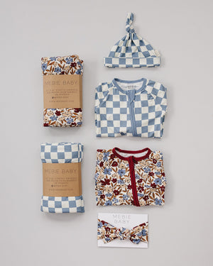 Blue Checkered Bamboo Zipper