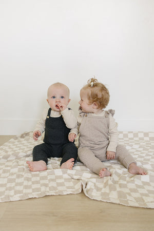 Charcoal Knit Pocket Overalls