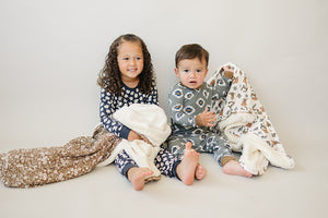 Navy Daisy Ribbed Bamboo Cozy Set