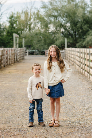 Cream Ruffle Knit Cardigan